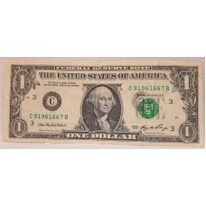 UNITED STATES OF AMERICA 2006 . ONE 1 DOLLAR BANKNOTE . ERROR . WET INK TRANSFER